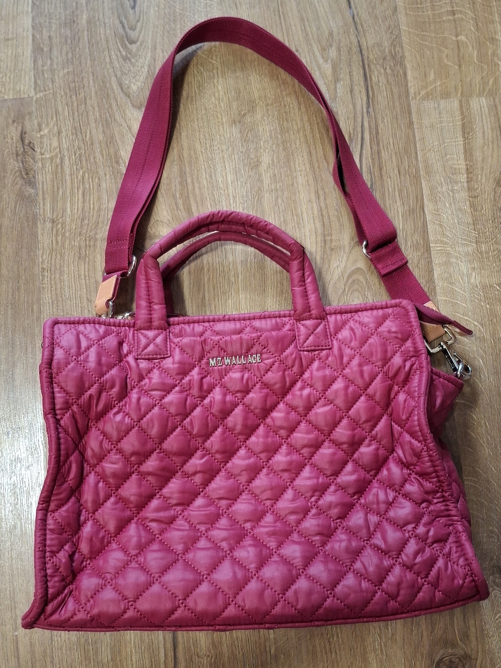 MZ Wallace Quilted Nylon Tote Bag - Rose Medium Crossbody